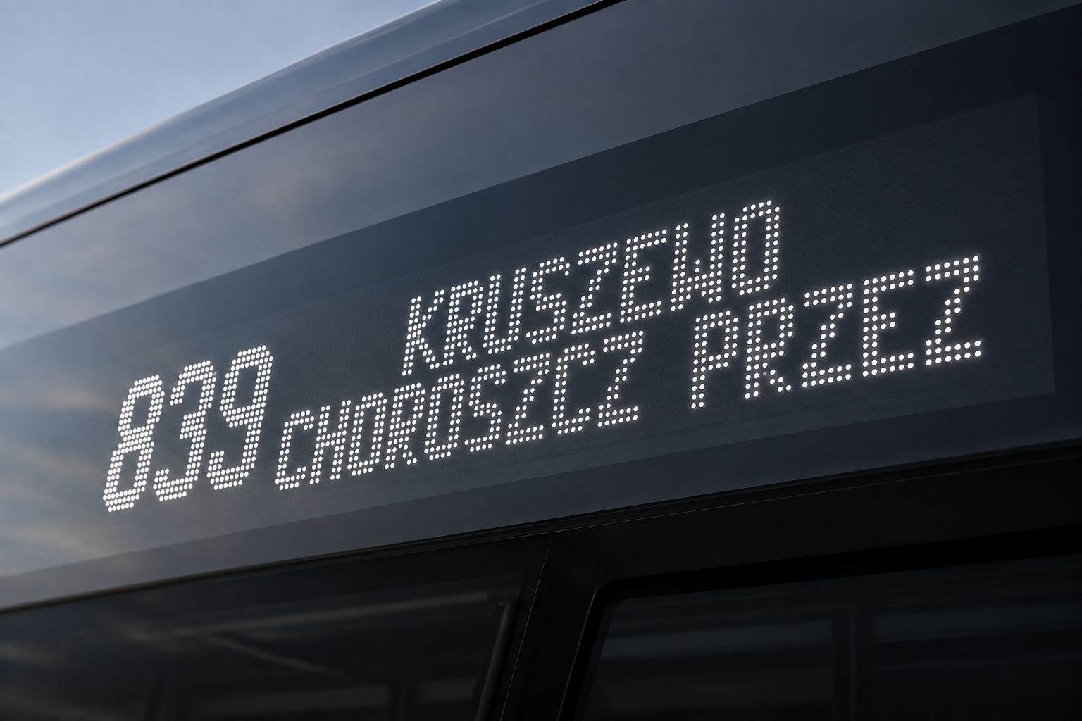 Przednia tablica LED z numerem linii i kierunkiem jazdy
